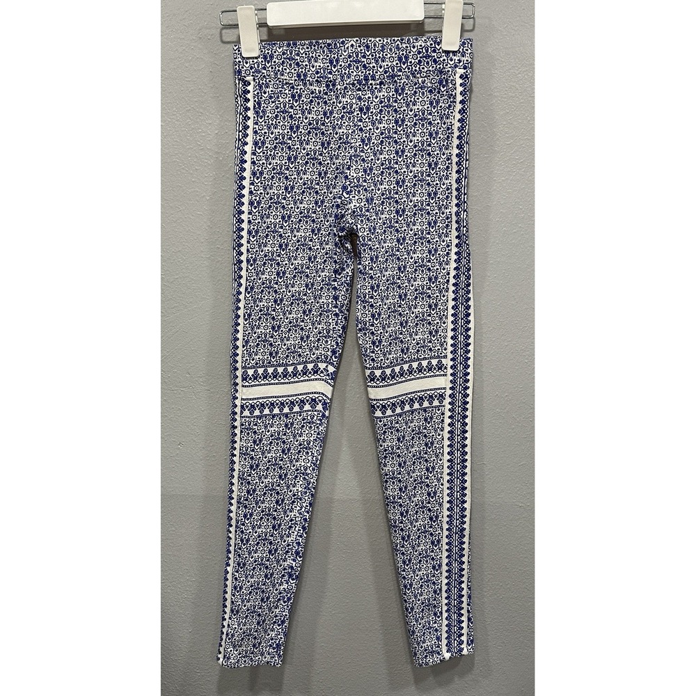UMGEE Jeggings Ankle Pull On Pants Women's Size Small Blue White Print Stretch